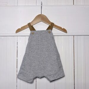 ZARA EUC 100% Cotton Boys Thick Lined Gray Cross Back Overalls Shortalls